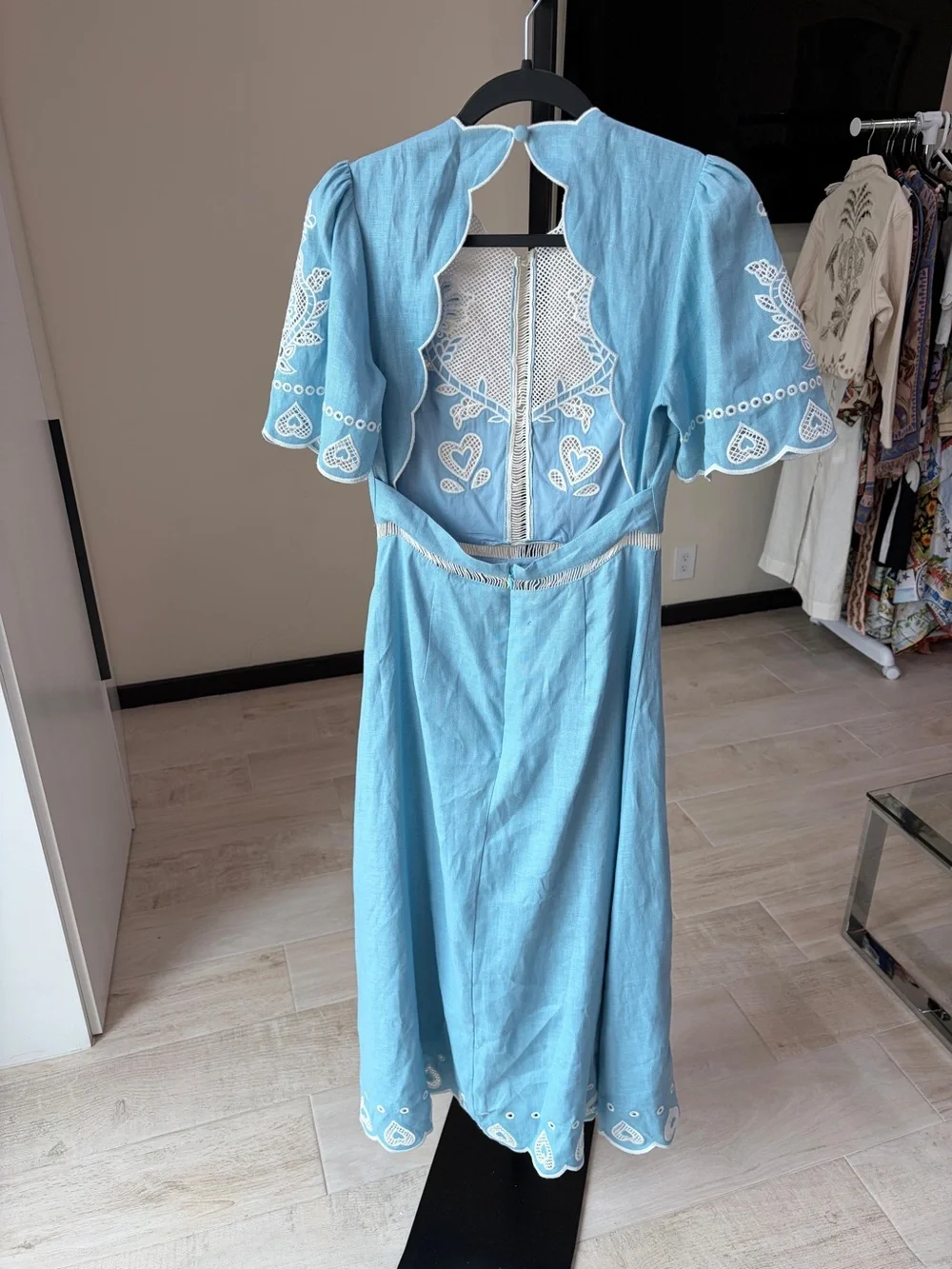 Farm Rio Light Blue Embroiderede Midi Dress - Picture 10 of 11